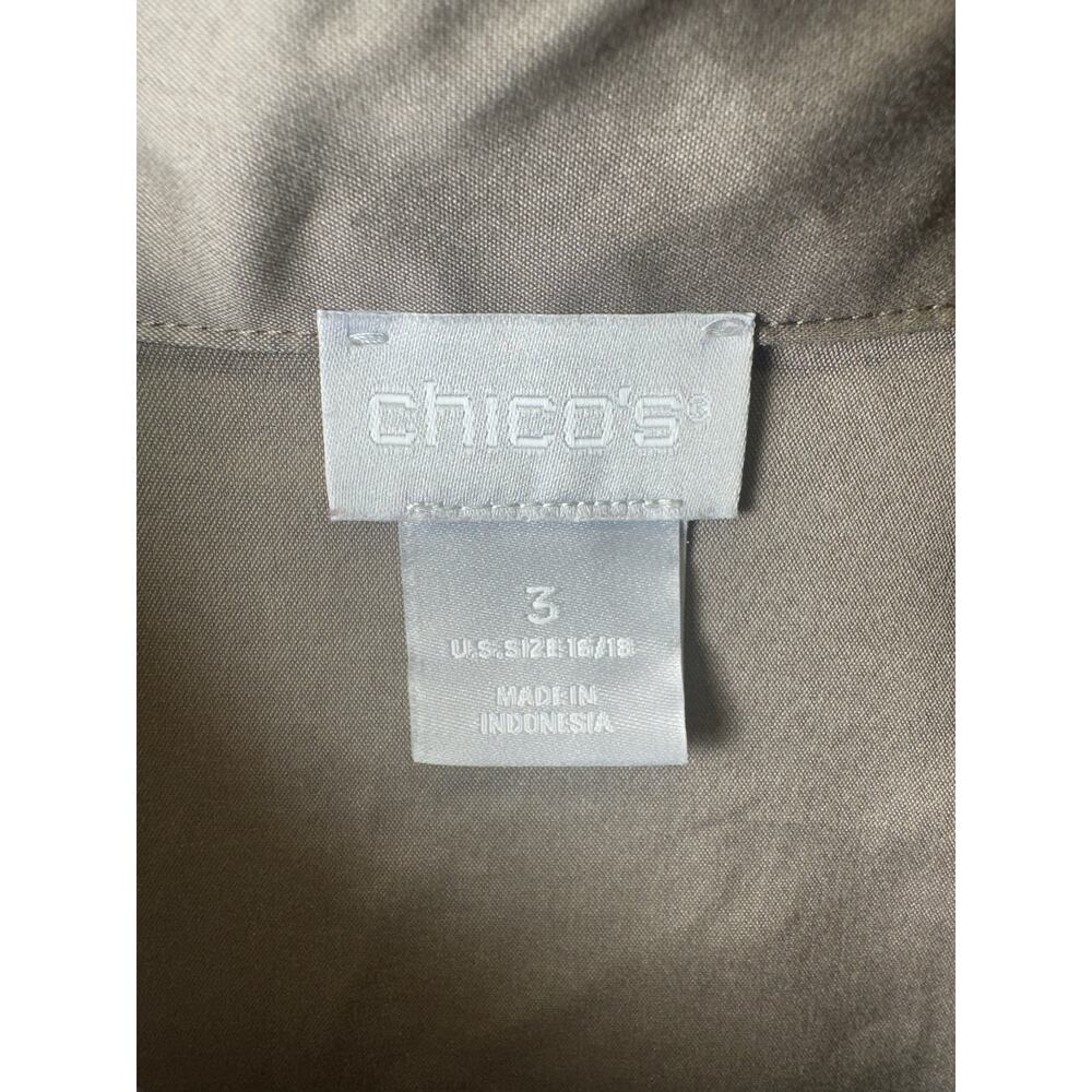 Chico’s Military Style Summer Dress Size 3 16/18 Plus Green Shirt Dress - Picture 5 of 6